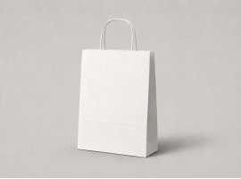 Biele papierové tašky s krúteným uchom 22x10x28 cm - BS2228