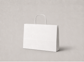 Biele papierové tašky s krúteným uchom 35x14x26 cm - BS35