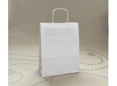Biele papierové tašky s krúteným uchom 23x11x33 cm BS23