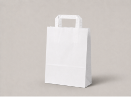 Papierová taška biela s plochým uchom 18x9x22 cm - od 0.095 €
