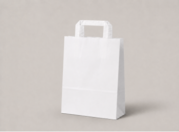Papierová taška biela s plochým uchom 18x9x22 cm - od 0.095 €