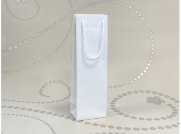 Luxusná darčeková taška biela lesklá na víno 10x10x40 cm (Rada LUX 250g)