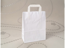 Papierová taška biela s plochým uchom 18x9x22 cm - od 0.095 €