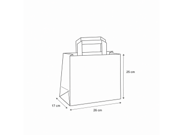 Papierová taška biela s plochým uchom 26x17x25 cm (Široké dno) - od 0.125 €
