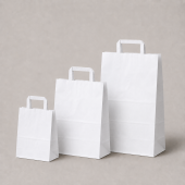 White paper bags with flat handles