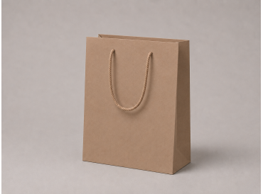 Hnedá luxusná papierová taška | 16×8×25 cm | A5 | bez laminácie | textilné ušká