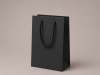 Black luxury paper bag 250g | 18×10×27 cm | without lamination | cotton handles