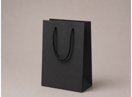 Čierna luxusná papierová taška 250g | 18×10×27 cm | bez laminácie | bavlnené ušká