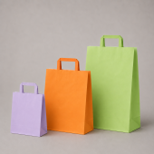 Colored paper bags with flat handles