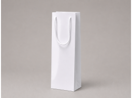 Biela luxusná taška na víno MAGNUM | 13,5×11×38 cm | lesklé lamino | textilné ucho