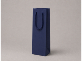 Modrá luxusná taška na víno | 12×9×39 cm | matné lamino | textilné ucho
