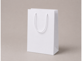 Biela luxusná papierová taška 250g | 18×10×27 cm | bez laminácie | bavlnené ušká