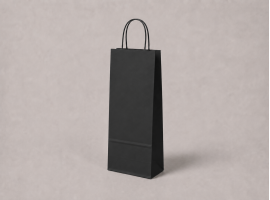 Černá papírová taška na víno | 14×8×39 cm | bílý kraft | kroucené ucho