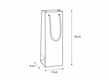 White luxury wine bag | 12×9×39 cm | matt lamination | textile handle