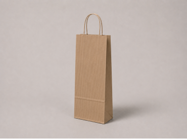 Hnedá papierová taška | 14×8×39 cm | na víno | ryhovaný kraft | krútené ucho