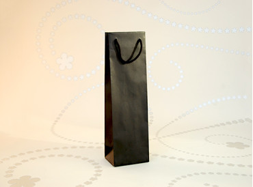 Čierna matná taška na víno 12x9x39 cm (170g, čierne bavlnené uši)