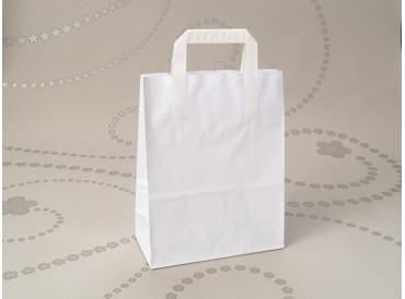 Papierová taška biela s plochým uchom 22x9x28 cm - od 0.105  € 