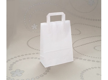 Papierová taška biela s plochým uchom 26x12x35 cm - od 0.125 €